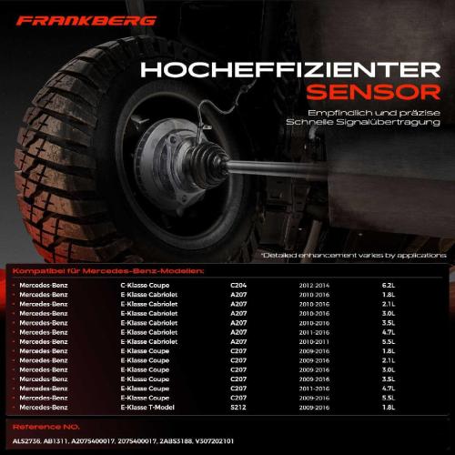 Frankberg 1x ABS Sensor Vorderachse beidseitig für Mercedes-Benz C204 A207 C207 S212 6.2L 1.8L 2.1L 3.5L 2009-2016 Bild Frankberg 1x ABS Sensor Vorderachse beidseitig für Mercedes-Benz C204 A207 C207 S212 6.2L 1.8L 2.1L 3.5L 2009-2016