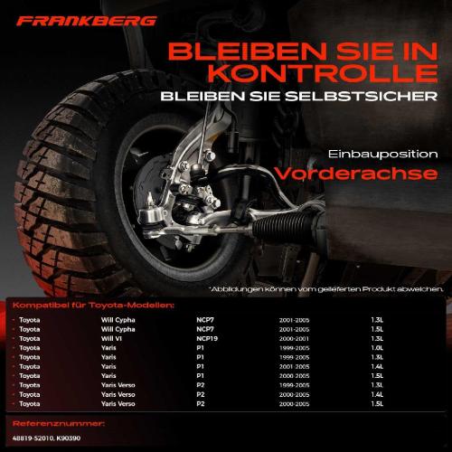 Frankberg 2x Koppelstange Vorderachse für Toyota Will Cypha VI Yaris Verso Van 1.3L 1.5L 1.0L 1.4L 1999-2005 Bild Frankberg 2x Koppelstange Vorderachse für Toyota Will Cypha VI Yaris Verso Van 1.3L 1.5L 1.0L 1.4L 1999-2005