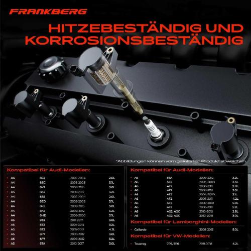 Frankberg 6x Z ndmodul Z ndspule f r VW Touareg Audi A4 Avant Cabriolet A5 Sportback A6 Allroad A7 A8 Q5 Q7 R8 Spyder Bild Frankberg 6x Z ndmodul Z ndspule f r VW Touareg Audi A4 Avant Cabriolet A5 Sportback A6 Allroad A7 A8 Q5 Q7 R8 Spyder