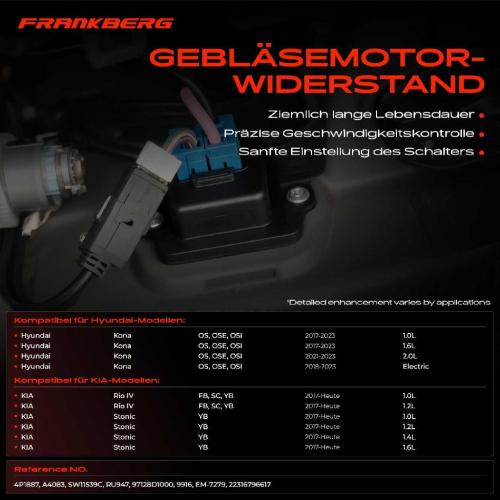 1x Widerstand Vorwiderstand Gebläsemotor für KIA Rio IV YB Hyundai Kona OS Bild 1x Widerstand Vorwiderstand Gebläsemotor für KIA Rio IV YB Hyundai Kona OS