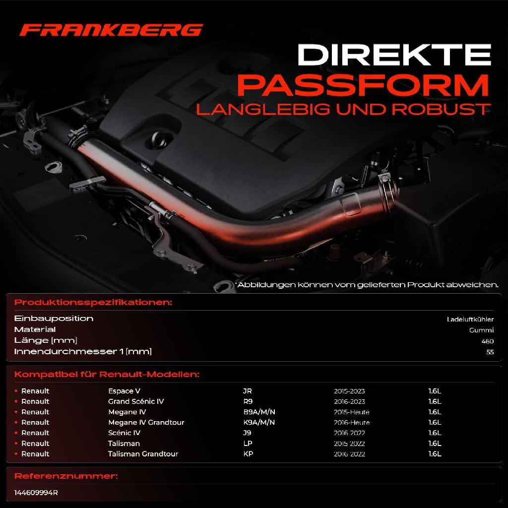 1x Kühlerschlauch Turboschlauch für Renault Espace V Grand Scénic IV Megane IV Grandtour IV Schrägheck