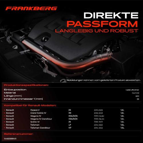 Frankberg 1x Kühlerschlauch Turboschlauch für Renault Espace V Grand Scénic IV Megane IV Grandtour IV Schrägheck Bild Frankberg 1x Kühlerschlauch Turboschlauch für Renault Espace V Grand Scénic IV Megane IV Grandtour IV Schrägheck