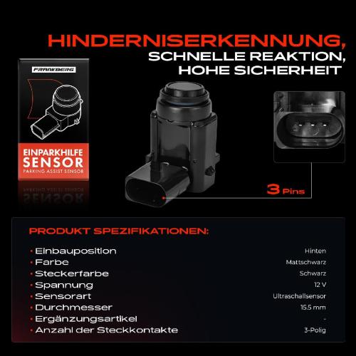 Frankberg 1x Parksensor PDC Sensor Hinten für VW Golf 5 EOS Audi Q7 Seat Altea Skoda Octavia 2 Bild Frankberg 1x Parksensor PDC Sensor Hinten für VW Golf 5 EOS Audi Q7 Seat Altea Skoda Octavia 2