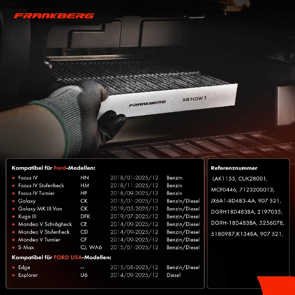 2x Innenraumfilter Aktivkohle für FORD Edge Ford Focus IV Galaxy CK Kuga