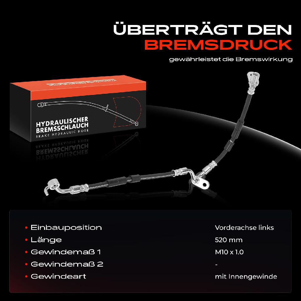 1x Bremsschlauch Bremsschläuche Vorderachse Links für Mazda 6 GG GY 2.0L 2.3L