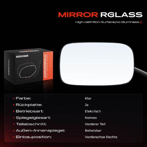 1x Spiegelglas Außenspiegel rechts für Volvo C70 II Cabriolet 542 2006-2013 Bild 1x Spiegelglas Außenspiegel rechts für Volvo C70 II Cabriolet 542 2006-2013