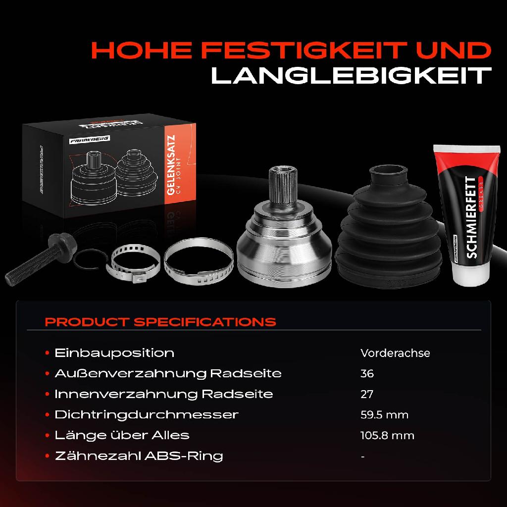 1x Antriebswelle Gelenksatz Vorderachse für VW Arteon Shooting Brake Caddy Alltrack MPV