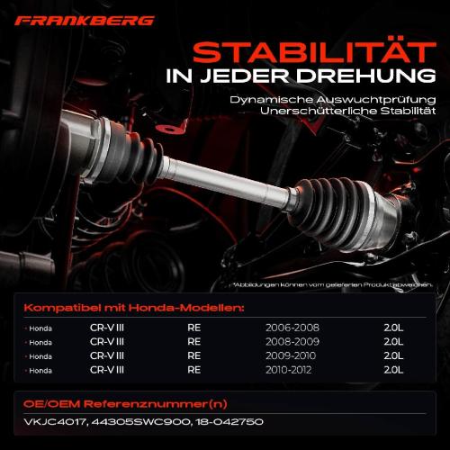 1x Antriebswelle Vorderachse Rechts für Honda CR-V III RE 2.0L 2006-2012 Bild 1x Antriebswelle Vorderachse Rechts für Honda CR-V III RE 2.0L 2006-2012