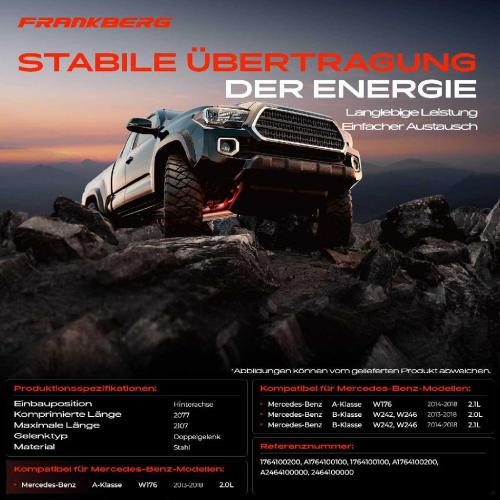 Frankberg 1x Kardanwelle Gelenkwelle Hinterachse für Mercedes-Benz A-Klasse W176 B-Klasse W242 W246 2013-2018 Bild Frankberg 1x Kardanwelle Gelenkwelle Hinterachse für Mercedes-Benz A-Klasse W176 B-Klasse W242 W246 2013-2018