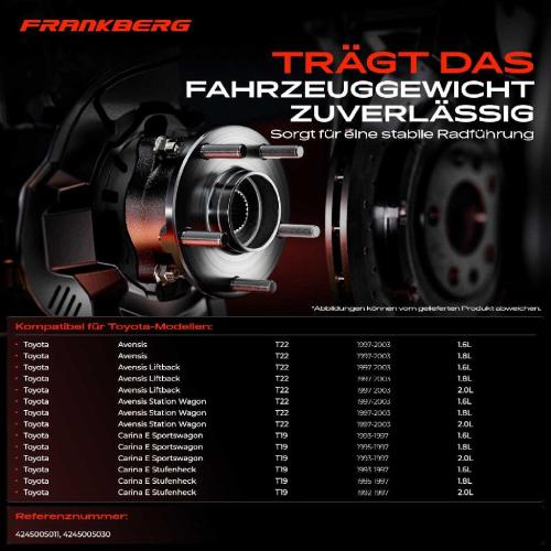 Frankberg 2x Radnabe Radlagersatz Hinterachse beidseitig für Toyota Avensis Liftback Station Wagon Carina E Sportswagon Bild Frankberg 2x Radnabe Radlagersatz Hinterachse beidseitig für Toyota Avensis Liftback Station Wagon Carina E Sportswagon