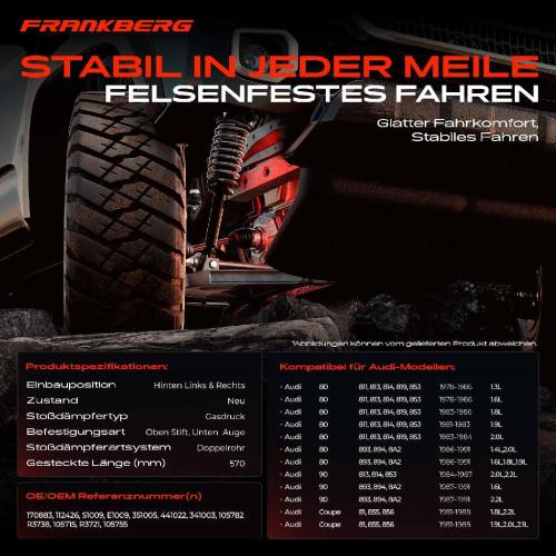 2x Stoßdämpfer Hinterachse für Audi 80 90 Coupe 81 855 856 1978-1991 Bild 2x Stoßdämpfer Hinterachse für Audi 80 90 Coupe 81 855 856 1978-1991