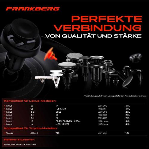 Frankberg 20x Befestigungsclips Kotflügel für Toyota Aygo Corolla Verso Lexus ES GS IS II Bild Frankberg 20x Befestigungsclips Kotflügel für Toyota Aygo Corolla Verso Lexus ES GS IS II