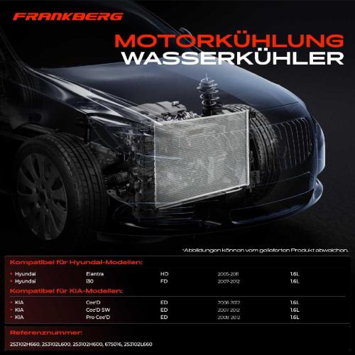 Frankberg 1x Kühler Wasserkühler Motorkühler für KIA Cee'D Hyundai i30 Elantra Bild Frankberg 1x Kühler Wasserkühler Motorkühler für KIA Cee'D Hyundai i30 Elantra