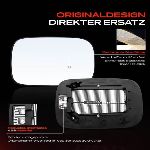 1x Spiegelglas Außenspiegel rechts für Volvo C70 II Cabriolet 542 2006-2013 Bild 1x Spiegelglas Außenspiegel rechts für Volvo C70 II Cabriolet 542 2006-2013