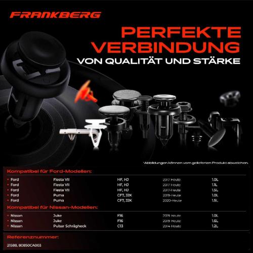 Frankberg 10x Befestigungsclips Hecktür für Nissan F16 J11 Renault HA Ford HF Bild Frankberg 10x Befestigungsclips Hecktür für Nissan F16 J11 Renault HA Ford HF