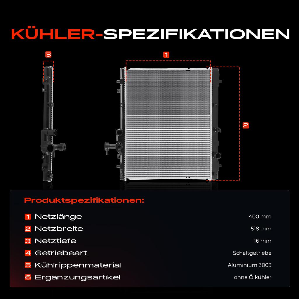 1x Kühler Wasserkühler Motorkühler für Suzuki Swift IV FZ NZ 1.2L 1.6L