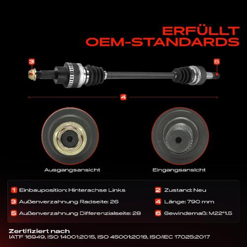 1x Antriebswelle Hinterachse Links für Jaguar X-Type ?? CF1 X400 01-09 Bild 1x Antriebswelle Hinterachse Links für Jaguar X-Type ?? CF1 X400 01-09
