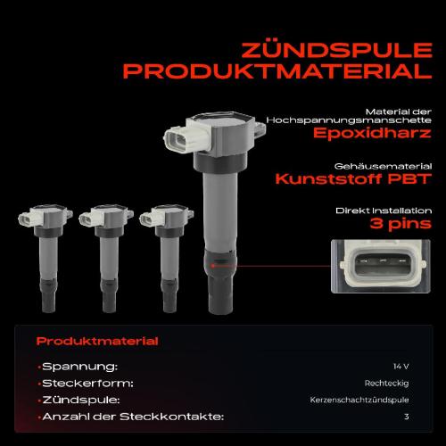 4x Zündspule Zündkerze für Citroën C4 Aircross Mitsubishi ASX Lancer VIII Sportback Peugeot 4008 Bild 4x Zündspule Zündkerze für Citroën C4 Aircross Mitsubishi ASX Lancer VIII Sportback Peugeot 4008