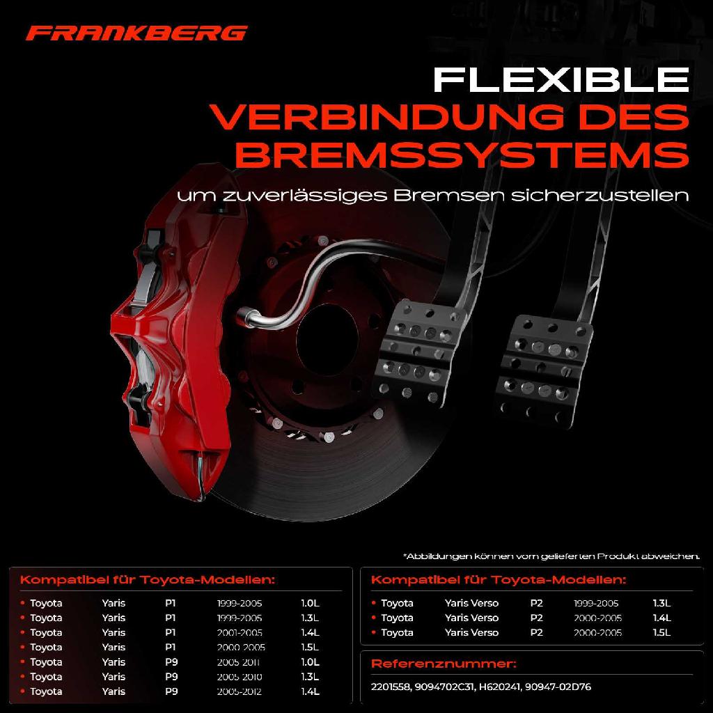 1x Bremsschlauch Bremsschläuche Vorderachse Rechts für Toyota Yaris P1 Verso P2 1.0L-1.5L
