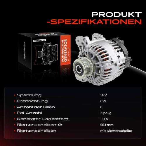 Frankberg 1x Lichtmaschine Generator für VW Golf V VI Plus Seat Altea Skoda Audi A1 A3 Bild Frankberg 1x Lichtmaschine Generator für VW Golf V VI Plus Seat Altea Skoda Audi A1 A3