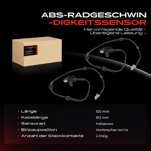2x ABS Sensor Vorne Rechts für Nissan 350 Z Roadster Z33 3.5L 2004-2009 Bild 2x ABS Sensor Vorne Rechts für Nissan 350 Z Roadster Z33 3.5L 2004-2009