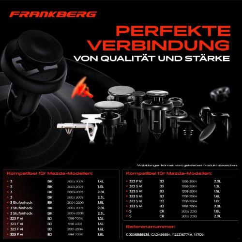 Frankberg 20x Befestigungsclips Motorhaube für Mazda II 3 Stufenheck 6 Hatchback Stufenheck Bild Frankberg 20x Befestigungsclips Motorhaube für Mazda II 3 Stufenheck 6 Hatchback Stufenheck