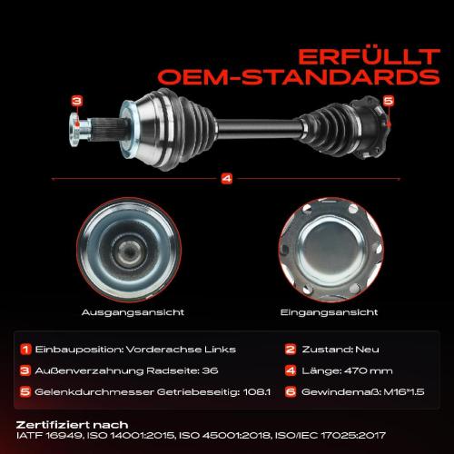 1x Antriebswelle Vorderachse Links für VW Polo 9N Seat Ibiza 6L Skoda Fabia Bild 1x Antriebswelle Vorderachse Links für VW Polo 9N Seat Ibiza 6L Skoda Fabia