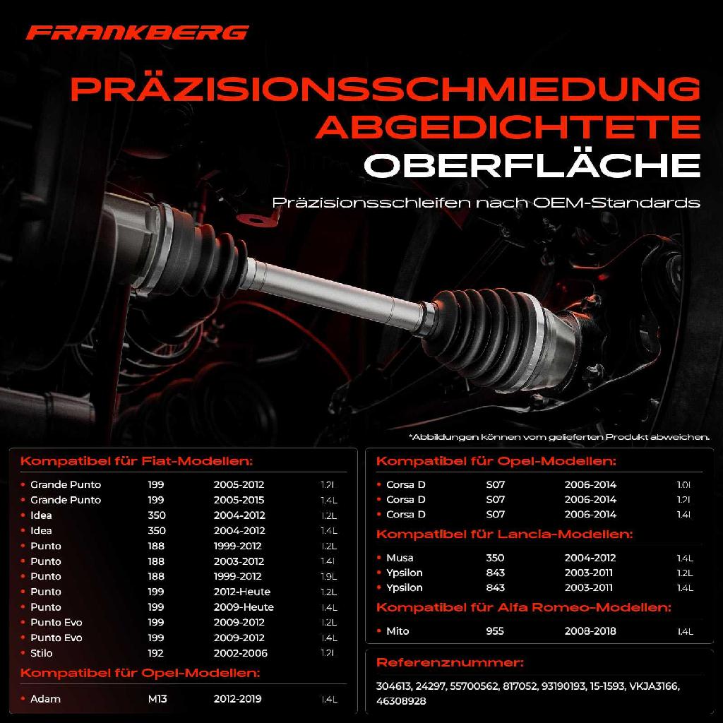 1x Antriebswelle Gelenksatz Vorderachse für Fiat Punto Opel Corsa Alfa Romeo Mito Lancia