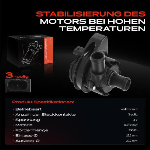 1x Zusatzwasserpumpe Standheizung für VW Audi A1 A3 Q2 Q3 Seat Alhambra Arona Skoda Bild 1x Zusatzwasserpumpe Standheizung für VW Audi A1 A3 Q2 Q3 Seat Alhambra Arona Skoda
