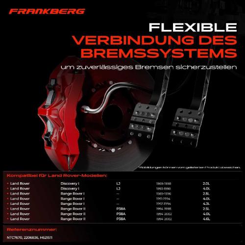 1x Bremsschlauch Bremsschläuche Vorderachse Links oder Rechts für Land Rover Range Rover II LP Discovery I LJ Bild 1x Bremsschlauch Bremsschläuche Vorderachse Links oder Rechts für Land Rover Range Rover II LP Discovery I LJ