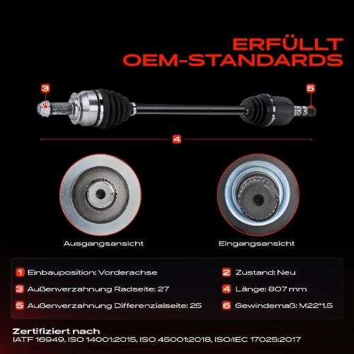 1x Antriebswelle Vorderachse für Subaru Impreza G3 GE Legacy V BM Outback Bild 1x Antriebswelle Vorderachse für Subaru Impreza G3 GE Legacy V BM Outback
