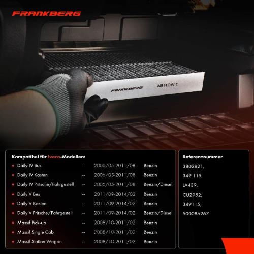 Frankberg 1x Innenraumfilter Aktivkohle für Iveco Daily IV 45C18 Daily V 50C15 Bus Kasten Bild Frankberg 1x Innenraumfilter Aktivkohle für Iveco Daily IV 45C18 Daily V 50C15 Bus Kasten