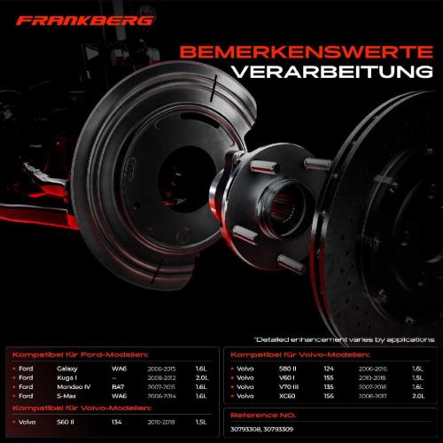 Frankberg 2x Ankerblech Bremsscheibe Hinterachse Beidseitig für Ford Kuga Mondeo Volvo S-Max XC60 V70 S60 Bild Frankberg 2x Ankerblech Bremsscheibe Hinterachse Beidseitig für Ford Kuga Mondeo Volvo S-Max XC60 V70 S60