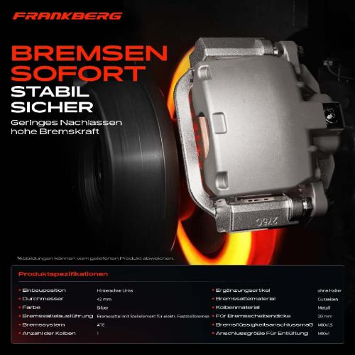 Frankberg 1x Bremssattel Hinterachse Links für Volvo S60 III S90 II V60 V90 Cross Country XC60 XC90 Bild Frankberg 1x Bremssattel Hinterachse Links für Volvo S60 III S90 II V60 V90 Cross Country XC60 XC90