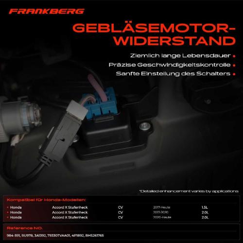 1x Widerstand Vorwiderstand Gebläsemotor für Honda Accord X Stufenheck CV 2017-2021 Bild 1x Widerstand Vorwiderstand Gebläsemotor für Honda Accord X Stufenheck CV 2017-2021