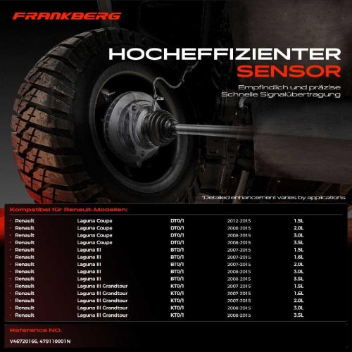 Frankberg 1x ABS Sensor Vorderachse links für Renault Laguna Coupe III Grandtour 1.5L 2.0L 3.0L 3.5L 1.6L 2007-2015 Bild Frankberg 1x ABS Sensor Vorderachse links für Renault Laguna Coupe III Grandtour 1.5L 2.0L 3.0L 3.5L 1.6L 2007-2015
