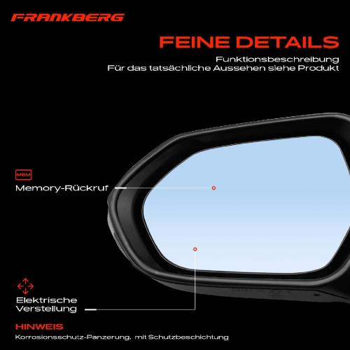 Frankberg 1x Außenspiegel Links für Toyota Corolla Stufenheck E21 EA1 EH1 Bj ab 2019 Bild Frankberg 1x Außenspiegel Links für Toyota Corolla Stufenheck E21 EA1 EH1 Bj ab 2019