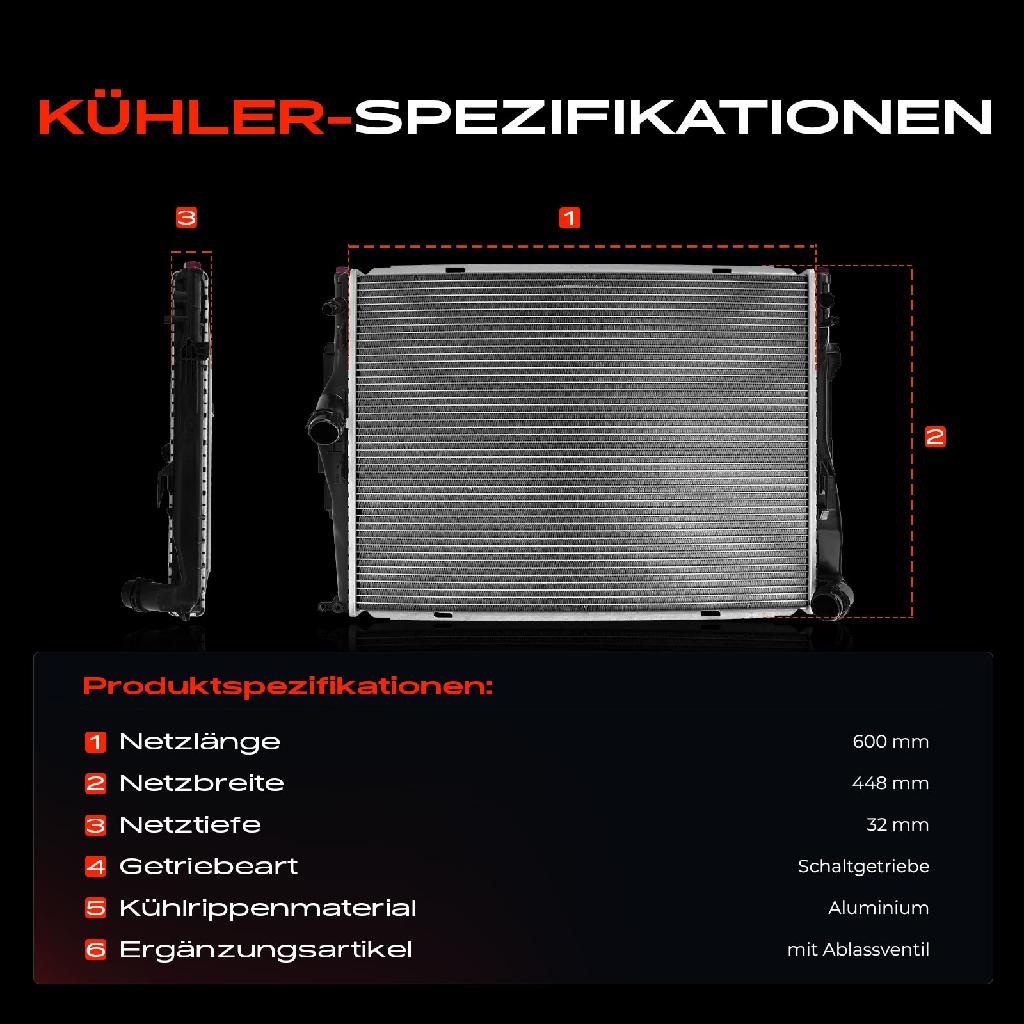 1x Kühler Wasserkühler Motorkühler für BMW E81 E87 E90 E91 E92 E93 X1 E84 Z4 E89
