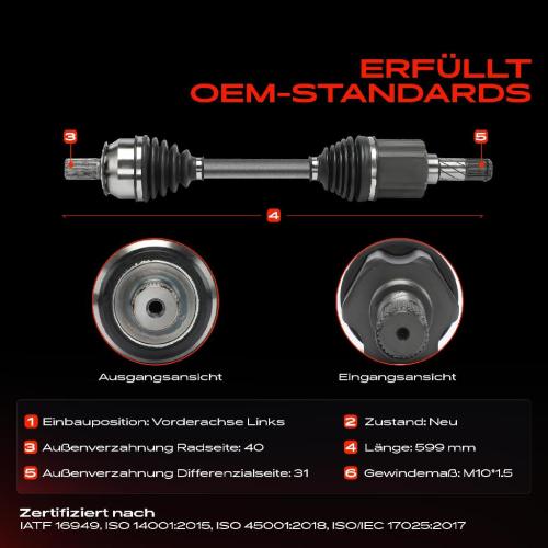 Frankberg 1x Antriebswelle Vorderachse Links für Volvo S60 II 134 S80 II 124 V60 I 155 V70 III 135 2013-2018 Bild Frankberg 1x Antriebswelle Vorderachse Links für Volvo S60 II 134 S80 II 124 V60 I 155 V70 III 135 2013-2018