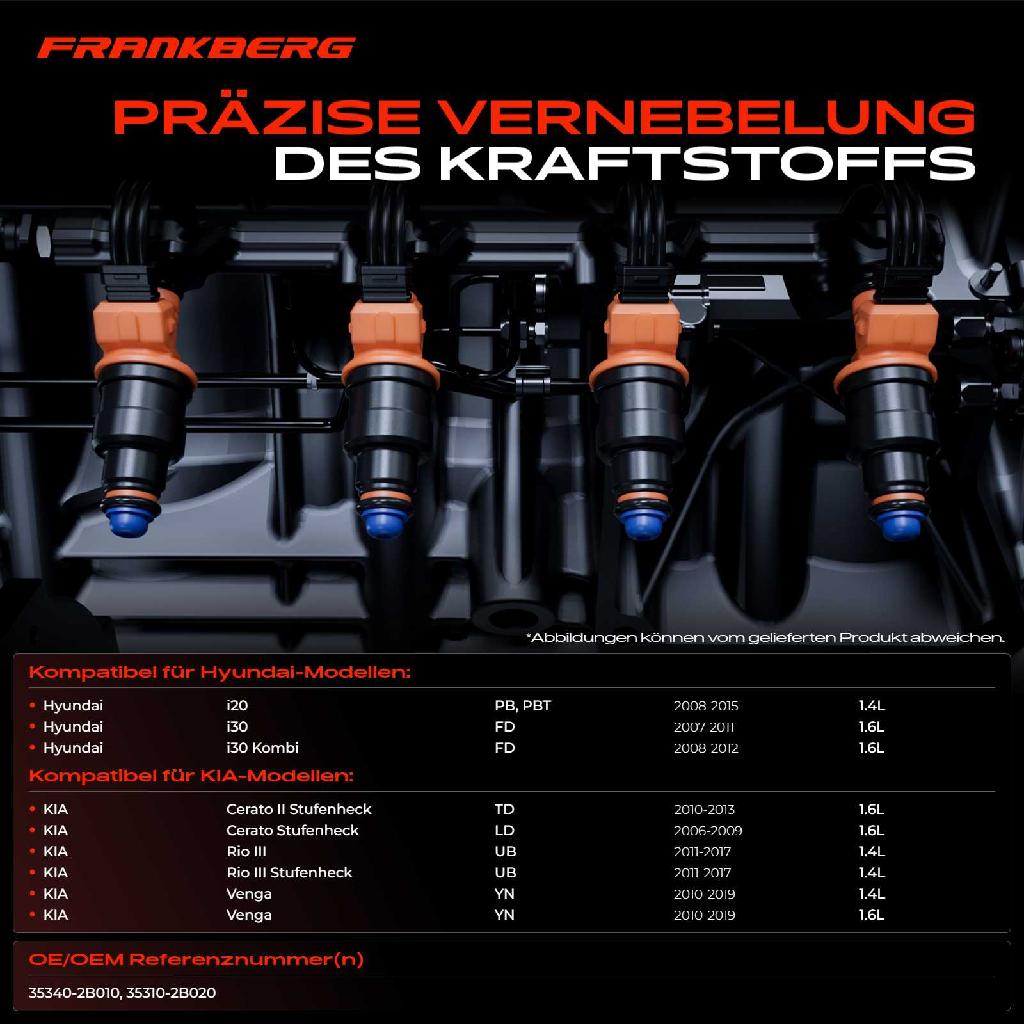 4x Einspritzventil Einspritzdüse für Hyundai i20 i30 KIA Cerato Venga