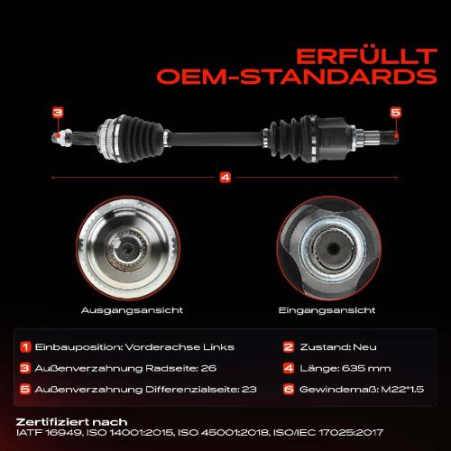 Frankberg 1x Antriebswelle Vorderachse Links für Toyota Corolla E12 1.4L 1.6L 2001-2008 Bild Frankberg 1x Antriebswelle Vorderachse Links für Toyota Corolla E12 1.4L 1.6L 2001-2008
