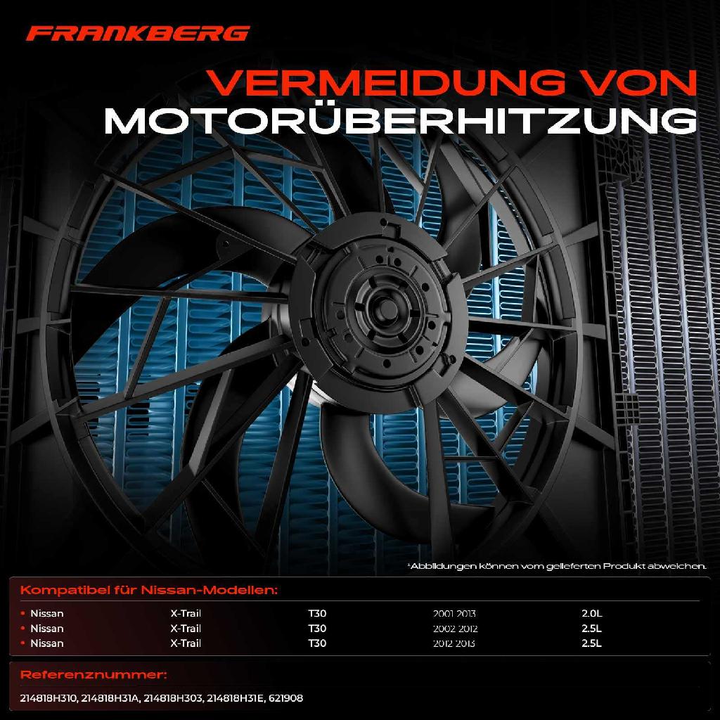 1x Motorkühller Doppellüfter mit Kühlerlüfterrahmen Nissan X-Trail T30 2001-2013 2.0 2.5 4x4