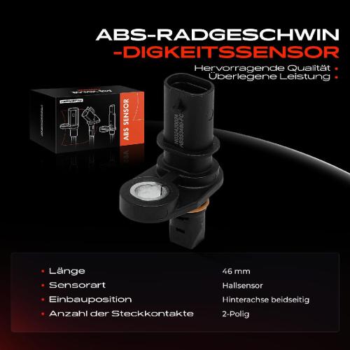 Frankberg 1x ABS Sensor Hinterachse beidseitig für Mercedes-Benz C-Klasse W205 T-Model S205 2.0L 2.1L 3.0L 2013-2022 Bild Frankberg 1x ABS Sensor Hinterachse beidseitig für Mercedes-Benz C-Klasse W205 T-Model S205 2.0L 2.1L 3.0L 2013-2022