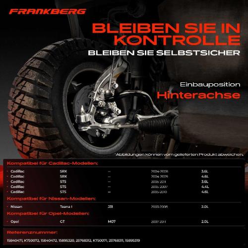 Frankberg 4x Koppelstange Hinterachse für Cadillac SRX STS Nissan Teana I Opel GT Cabriolet 3.6L 4.6L 2003-2011 Bild Frankberg 4x Koppelstange Hinterachse für Cadillac SRX STS Nissan Teana I Opel GT Cabriolet 3.6L 4.6L 2003-2011