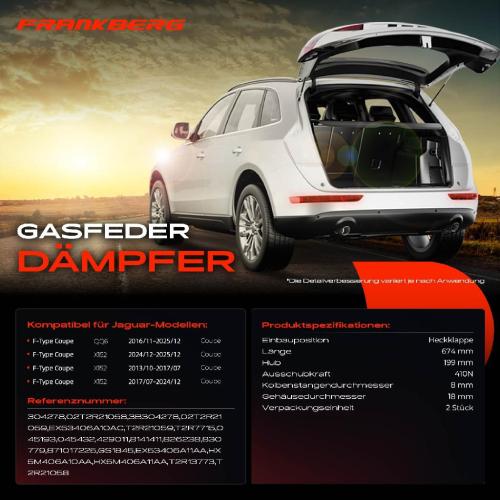2x Gasfeder Dämpfer Heckklappe Jaguar F-Type Coupe QQ6 X152 Bj ab 2013 Bild 2x Gasfeder Dämpfer Heckklappe Jaguar F-Type Coupe QQ6 X152 Bj ab 2013