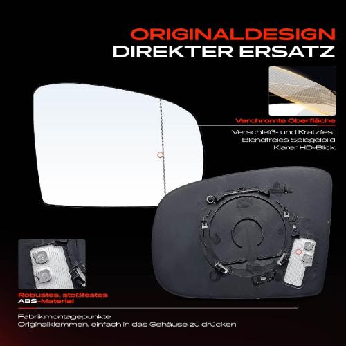 1x Spiegelglas Außenspiegel rechts für Mercedes-Benz M-Klasse W163 1998-2005 Bild 1x Spiegelglas Außenspiegel rechts für Mercedes-Benz M-Klasse W163 1998-2005