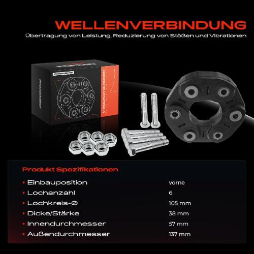 1x Gelenkscheibe Hardyscheibe Kardanwelle Vorne für BMW E90 E91 E92 E60 E61 7er X1 Bild 1x Gelenkscheibe Hardyscheibe Kardanwelle Vorne für BMW E90 E91 E92 E60 E61 7er X1