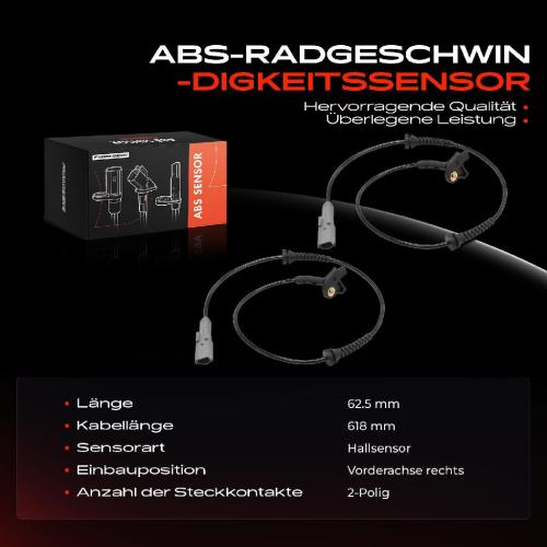 2x ABS Sensor Vorne Rechts für Citroën C4 Coupe I II Stufenheck DS4 DS5 Peugeot 3008 MPV Bild 2x ABS Sensor Vorne Rechts für Citroën C4 Coupe I II Stufenheck DS4 DS5 Peugeot 3008 MPV