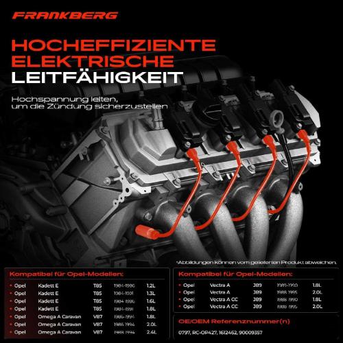 5x Zündleitungssatz Zündkabel für Opel Ascona A B C CC Corsa A CC Kadett Omega A Bild 5x Zündleitungssatz Zündkabel für Opel Ascona A B C CC Corsa A CC Kadett Omega A