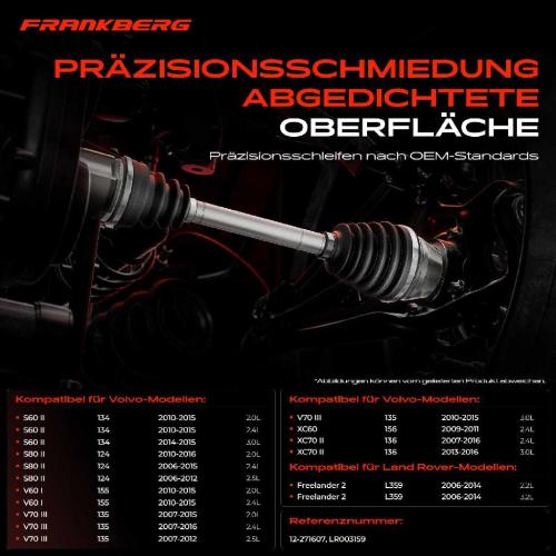 Frankberg 1x Antriebswelle Gelenksatz Vorderachse für Volvo S60 S80 Land Rover Freelander Bild Frankberg 1x Antriebswelle Gelenksatz Vorderachse für Volvo S60 S80 Land Rover Freelander